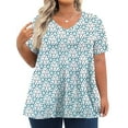 thumbnail image 4 of Fantaslook Plus Size Womens T Shirts V Neck Caseual Tops Short Sleeve Floral Shirts Loose Blouses, 4 of 8