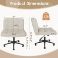 thumbnail image 3 of Pirecart Swivel Vanity Chair, Height Adjustable Criss Cross Legged Chair with Wide Cushion and Wheels, Armless Criss Cross Desk Chair for Office, Vanity, Bedroom, Linen, Beige, 3 of 11