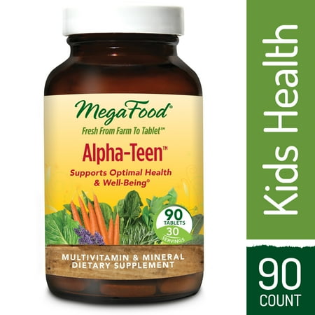 MegaFood - Alpha-Teen, Multivitamin Designed to Support Teenage Boys and Girls' Development, Growth, Bones, Teeth, Immunity, Mood, and Energy, Vegetarian, Gluten-Free, Non-GMO, 90 (Best Vitamins For Teenage Growth)