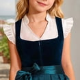 thumbnail image 2 of THDHVS Girls Shirts,Lace Flower Hollow Out Ruffle Trim Short Sleeve Crop Top Oktoberfest Wear for Girls,Girls Tops White 9-10 Years, 2 of 6