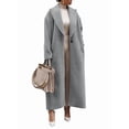 thumbnail image 1 of Womens Fashion Notched Lapel Single Breasted Open Front Maxi Long Trench Coat Overcoat with Pockets Gray M, 1 of 9