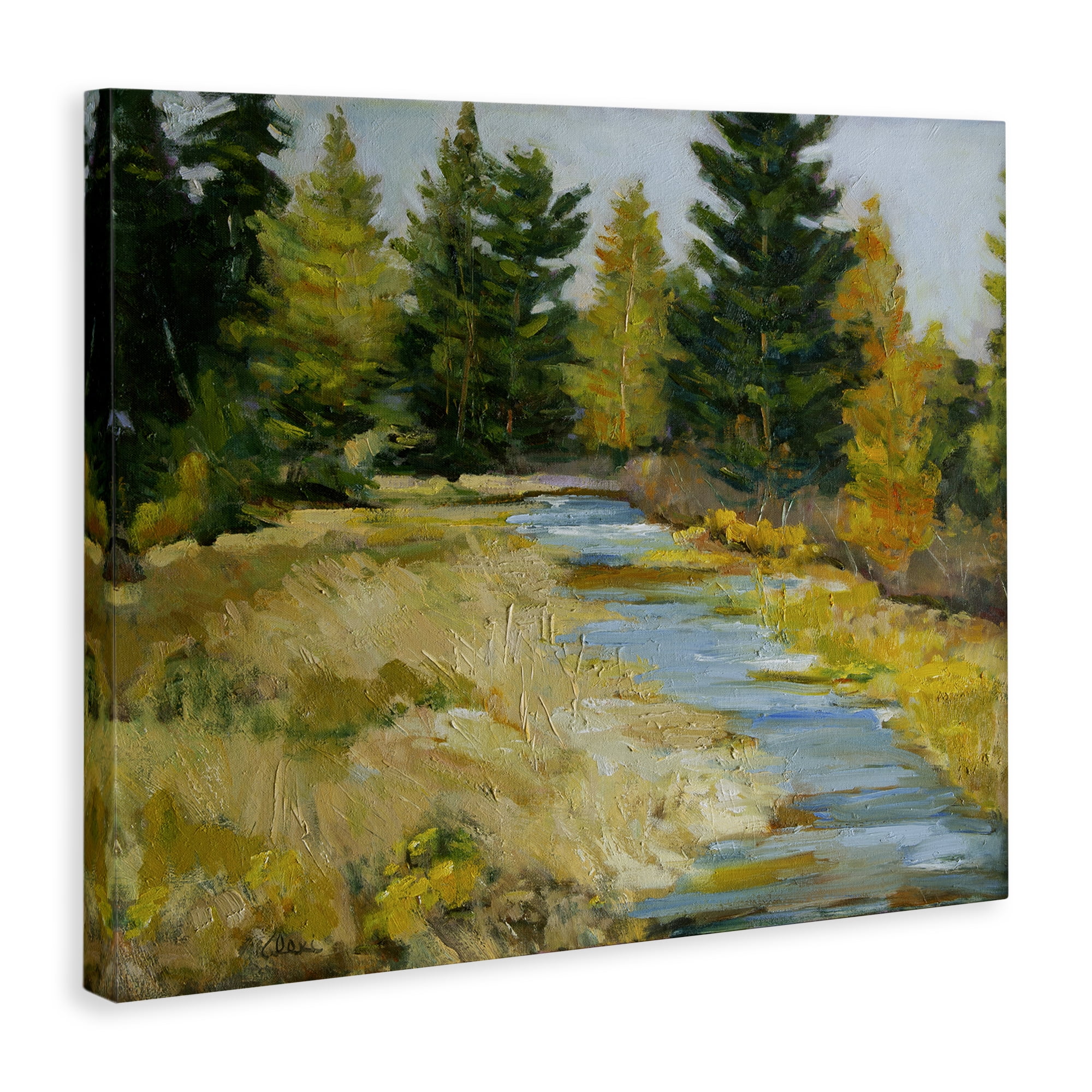 Stupell Industries A Fine Creekside Landscape Landscape & Nature Painting Wrapped Canvas Art Print Wall Art, 48 x 36