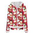thumbnail image 6 of zaveiop Christmas Full Zip Jackets for Women Furry Fur Trim Santa Hoodies Long Sleeve Graphic Xmas Pullover Candy Cane Print Holiday Winter Sweatshirt with Pocket (Watermelon Red, M), 6 of 8