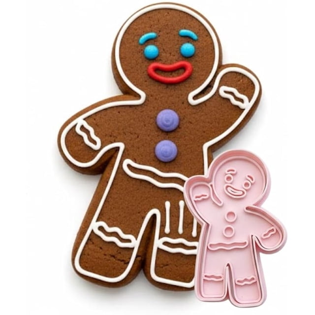 Cortador de Galletas Navideño de Gengibre, Molde de Plástico Rosa, 8.6 x 7.4 cm, Diseño Festivo para Repostería, Herramienta de Decoración para Galletas Tradicionales