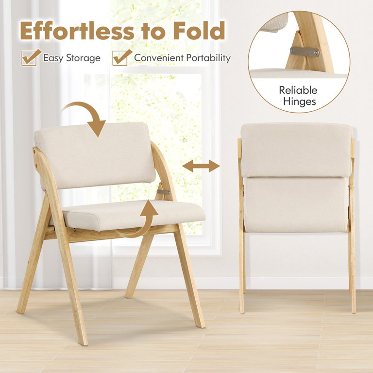 Gymax Set of 4 Dining Chairs Folding Kitchen Chair w/ Rubber Wood