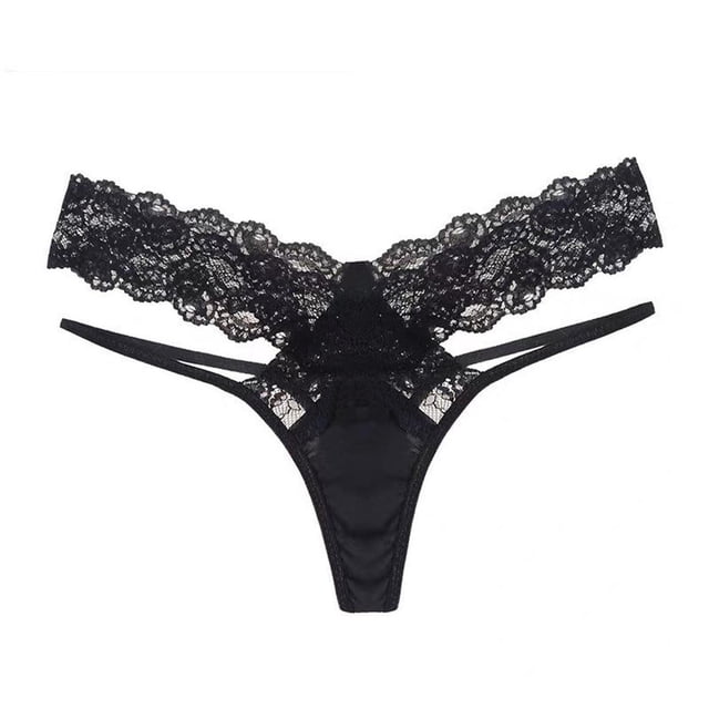 Gibobby Conjunto de lencería de encaje Ropa de dormir Lencería cómoda Bragas Tanga Encaje elegante Espalda sexy T Íntimos suaves(Negro M)
