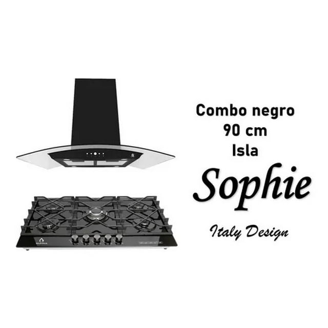 Combo SOPHIE Parrilla De 5 Quemadores SUPRA C9-25-BB + Campana De Isla CI-90-Black