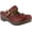 Red, variant on Spring Step L'Artiste Aneria Women's Mule Round Toe Clog - Hand-Painted Floral Laser Cut Leather - Adjustable Hook-and-Loop Strap Brushed with Gold Buckle