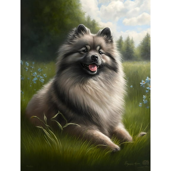Keeshond is Frolicking On The Grass300 Pieces Puzzle for Adults Educational Intellectual Jigsaw Puzzle Fun Game for Men Women