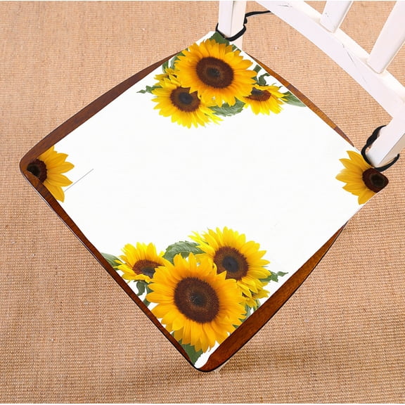 GCKG Sunflowers Chair Pad Seat Cushion Chair Cushion Floor Cushion with Breathable Memory Inner Cushion and Ties Two Sides Printing 20x20 inches