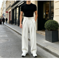 thumbnail image 5 of HBDesign Mens Linen Wide Leg Pants Casual Pleated Summer Breathable Loose Daily Trousers, 5 of 6