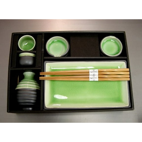 Sushi Plate & Sake Set Tea Green Color