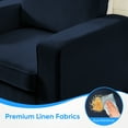 thumbnail image 6 of BALUS 360° Swivel Accent Chair - Linen Fabric Lounge Chair with Solid Wood Frame, Elastic Sponge Cushion & Movable Pillow, Blue, 6 of 8