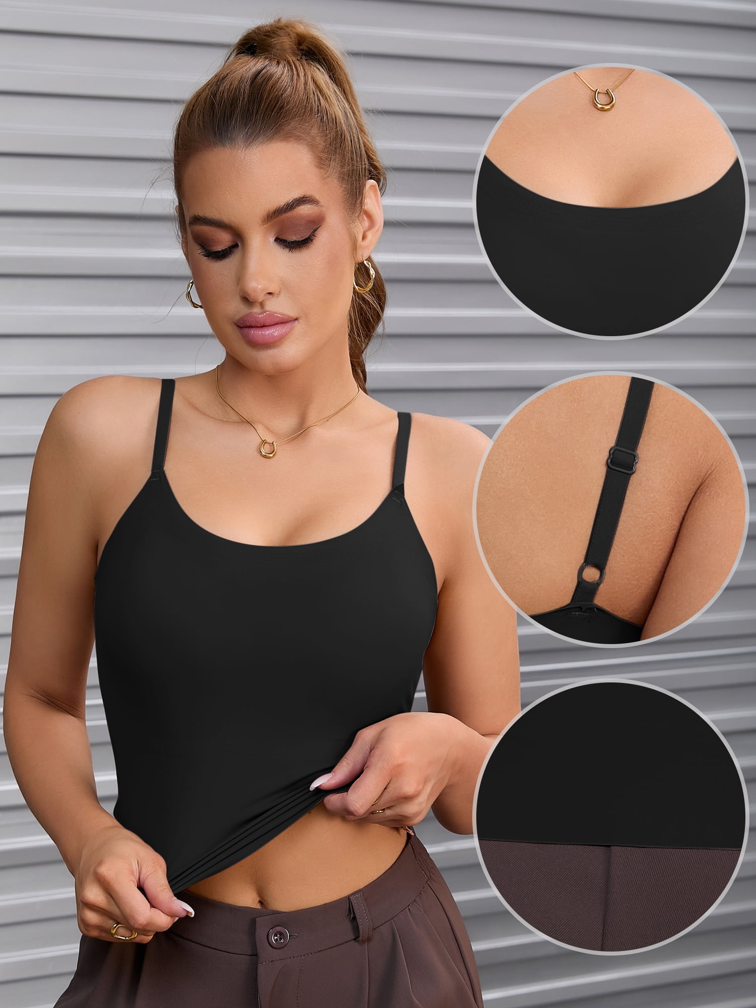 DARING DIVA Women's Body Shaper Cami Vest Tummy Control Shapewear Camisoles Black S
