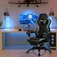 thumbnail image 3 of Gymax Chaise de Bureau pour Ordinateur Chaise de Jeu Réglable Pivotante avec Repose-Pieds Gris, 3 of 10