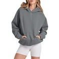 thumbnail image 4 of Vedolay Women Sports Active Sweatshirt Fashion Loose Hooded Pullover Tunic Womens Fashion Dark Gray,L, 4 of 5