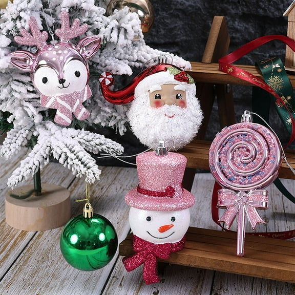 Yhmxh Christmas Ornaments, Snowman, Santa Claus, Candy Hanging Ornaments, Christmas Tree Decoration Shatterproof Plastic Christmas Ornaments for Xmas Trees Decor Holiday Party Wedding