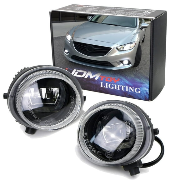 2-In-1 White LED Daytime Running Light/Fog Lamps For Mazda 2 3 6 CX-5 CX-7 MX-5 etc, (2) XB-D LED Lights as Fog Lights & (1) 10W DTM Style Halo Ring as DRL