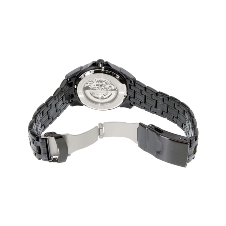 Bulova Men's Automatic Black IP Watch with Skeleton Dial - 98A147