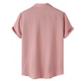 thumbnail image 5 of Mens T-shirts Mens Summer Summer Casual Lapel Solid Color Short Sleeved Button Linen Shirt Clothing Loose Fit Men Short Sleeve Yoga Shirt T Men Long Tees Sleeve Extra Long Red XL, 5 of 9