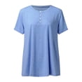 thumbnail image 3 of Innerwin T Shirt V Neck Women Tops Beach Solid Color Baggy Tee Blue 3XL, 3 of 7