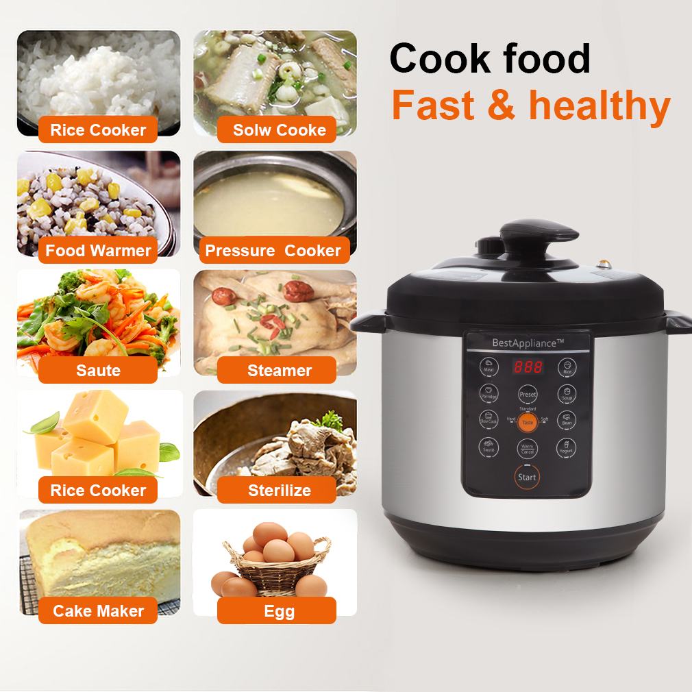 Electric Pressure Cooker 6 Qt Rice Cooke Slow Cooker,Multi-Use Programmable For Slow Cook, Saute, Rice Cooker, Yogurt, Steamer, Warmer - image 3 of 8