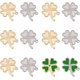 thumbnail image 1 of 12 piezas de dijes con base de trébol de cuatro hojas en 2 colores, engastes para colgantes de acero inoxidable 304, bandeja vacía para dijes de metal con orificio de 1,4 mm para esmalte., 1 of 7