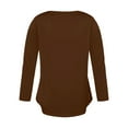 thumbnail image 4 of Women's Lightweight Pullover Long Sleeve V Neck Blouse Solid Color Shirt Laides Business Casual Tops (XXL, Brown), 4 of 5