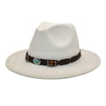 thumbnail image 1 of Adults Unisex Retro Western Cowboy Riding Hat Leather Belt Wide Cap Straw Hat, 1 of 2