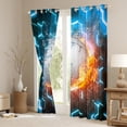 thumbnail image 3 of Volleyball Blackout Curtains, Blue Gradient Hexagon Curtains & Drapes Teens Adult Bedroom, Sports Games Curtains Geometric Neon Honeycomb Window Treatments 52"Wx63"L 2 Panels, 3 of 5