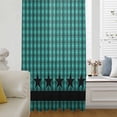 thumbnail image 6 of Teal Black Plaid Sheer Curtains 45 Inches Long, Farmhouse Retro Star Abstract Checked Light Filering Curtains, Breathable Simi Curtain Privacy Drapes for Kitchen Bathroom Small Window Treatment, 6 of 9