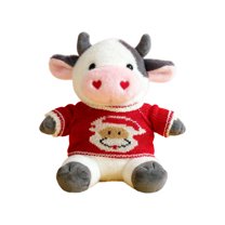 Wizlet Cow Stuffed Animal Plush Toys With Sweater, Cute Cow Plushies With Heart-Shaped Nostrils, A Cozy Hugging Companion and Gifts for Christmas, Birthdays, Valentine's Day 9in (F)