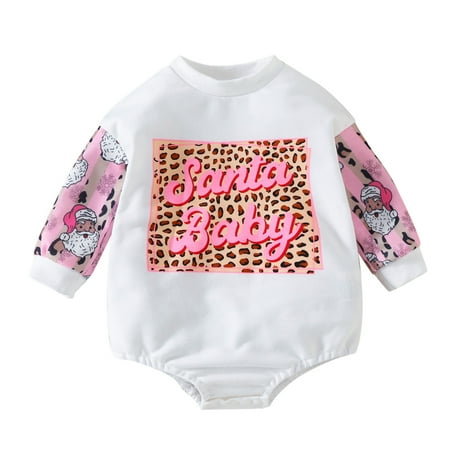 

Rovga Kids Girls Baby Toddler Bodysuits Cute Christmas Letters Leopard Prints Romper Jumpsuit Cloths