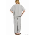 thumbnail image 2 of Zenana Women's Ribbed Round Neck Short Sleeve Tee & Wide Leg Pants Set, 2 of 5