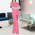 thumbnail image 1 of Conjunto de uniforme de enfermería Yinane rosa manga corta y pantalones, 1 of 8