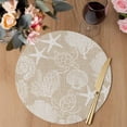 thumbnail image 3 of Brown Beige Coastal Round 15 Inch Placemats Set of 8, Nautical Coral Starfish Shell Turtle Summer HeatResistant Non Slip Place Mats for Dining Table, Wipeable Kitchen Table Mats for Housewarming, 3 of 9