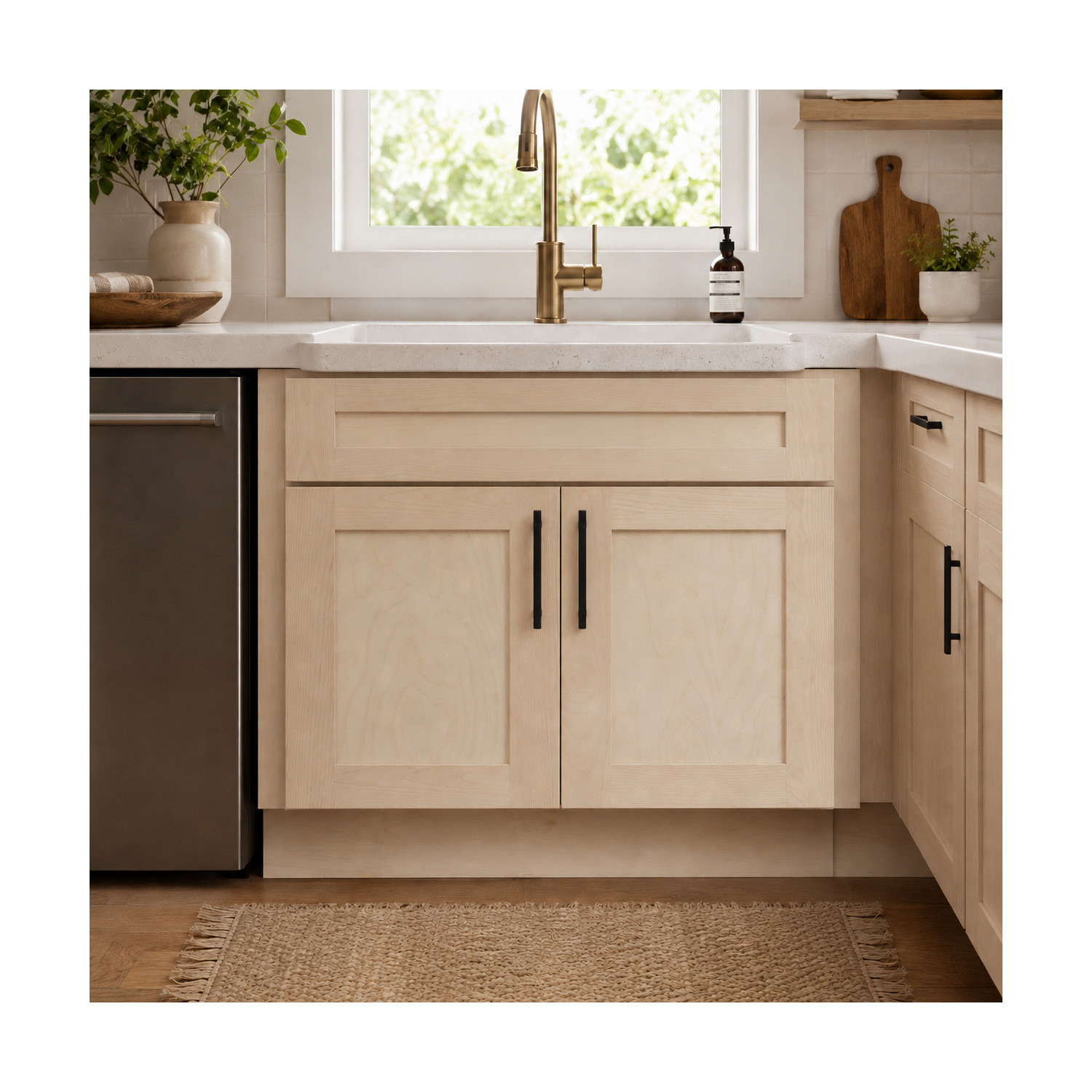 Design House Brookings Kitchen Sink Base Cabinet, Unfinished Birch, 36"
