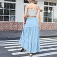 thumbnail image 3 of Women's Flowy Maxi Skirt with Side Slit Elastic High Waisted Casual Summer Long Skirts Vacation A-Line Pleated Skirt, 3 of 7