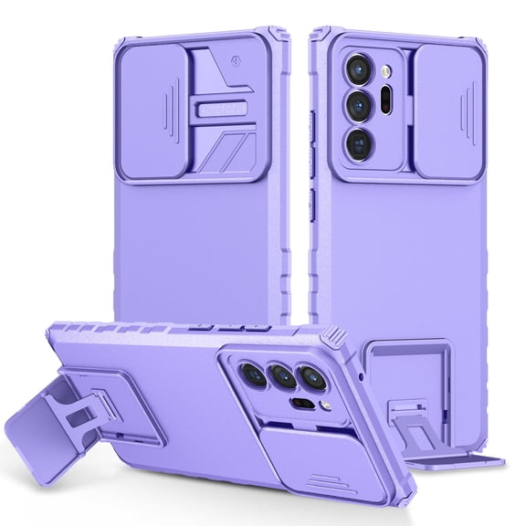 for Samsung Galaxy Note 20 Ultra 5G Case 2020 with Slide Camera Cover Built-in Kickstand Dual Layer Hybrid Shockproof Case for Galaxy Note 20 Ultra 5G 6.9", Purple
