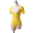 thumbnail image 4 of Long Sleeve Bodycon Gauze Top  Sheer Pure Mesh T Shirts Sexy Adult Bellydance Costumes Carnival Outfit Open Bust Leotard,Leotard,Yellow,3- BTS/Fall,Semi-Opaque, 4 of 8