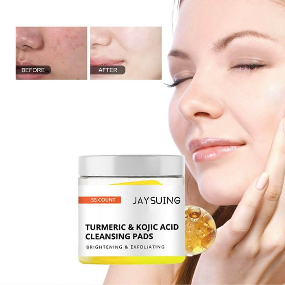 Mareep Turmeric Cleansing Pad 55 Tablets,Turmeric Kojic Cleansing Pads And Fades Discoloration Resurfacing Pads 10ml,Suitable for All Skin Types