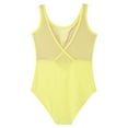 thumbnail image 4 of Sinleey Girls Mesh V-Neck Ballet Dance Leotard Outfits Gymnastics Athletic Bodysuit with Shorts Yellow 10, 4 of 7