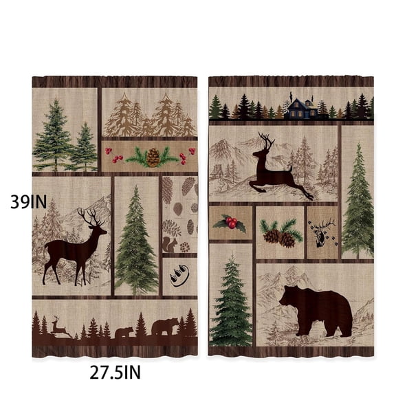 Wildlife Green Blackout Curtains for Living Room, 27x39in Thermal Insulated Room Darkening Drapes, Noise Reducing Grommet Window Curtains for Bedroom Kitchen, 2 Panels