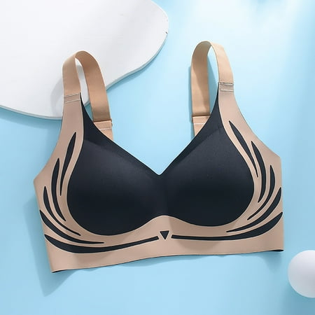 Clearance! Yunmei Minimizer Bras for Women Super Gather Bra Soft Comfortable Gather Bra Wireless Push Up Bra Lift Bra Women Lingerie Everyday Sports Bras Everyday Bras L Black