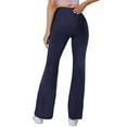 thumbnail image 5 of WLJ Women Solid Color Crossover High Waist Flare Yoga Pants With Pocket, 5 of 8