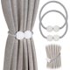 thumbnail image 4 of [Paquete de 10] alzapaños magnéticos para cortinas, prácticos alzapaños para cortinas, soporte decorativo de cuerda con perlas para pequeños, (gris), 4 of 5
