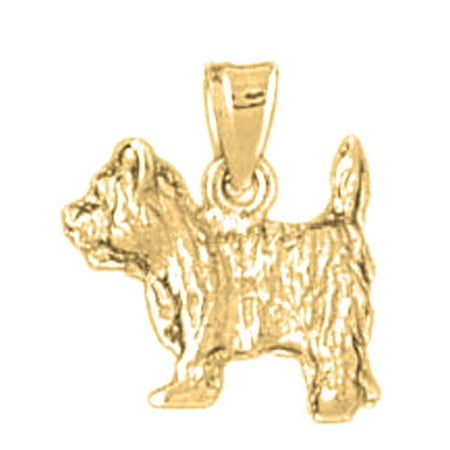 10K Yellow Gold Dog Pendant - 15 mm
