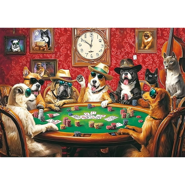 Puzzle MAXZN Funny Dogs jugando al póker de 2000 piezas para adultos