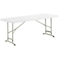 30''W x 72''D Granite White Plastic Folding Table with 29"-39" Adjustable Height - 6-Foot Granite White Plastic Folding Table with Height Adjustable