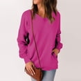 thumbnail image 4 of Kagetolytai Womens Tops Womens Casual V Neck Sweatshirt Loose Soft Long Sleeve Pullover Tops Solid Shirts With Side Pockets Plus Size Tops for Women Purple S, 4 of 7
